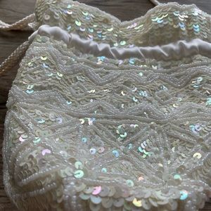 Beaded Bridal Pouch with adjustable draw string opening